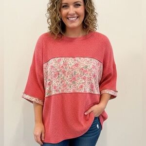 Heimish U.S.A Floral Colorblock Top – Size 2X NWOT